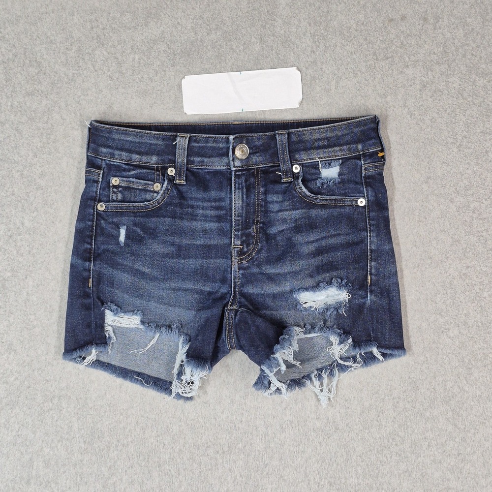 American Eagle Outfitters Women Shorts 4 Blue Denim Jeans Next Level Cut Off